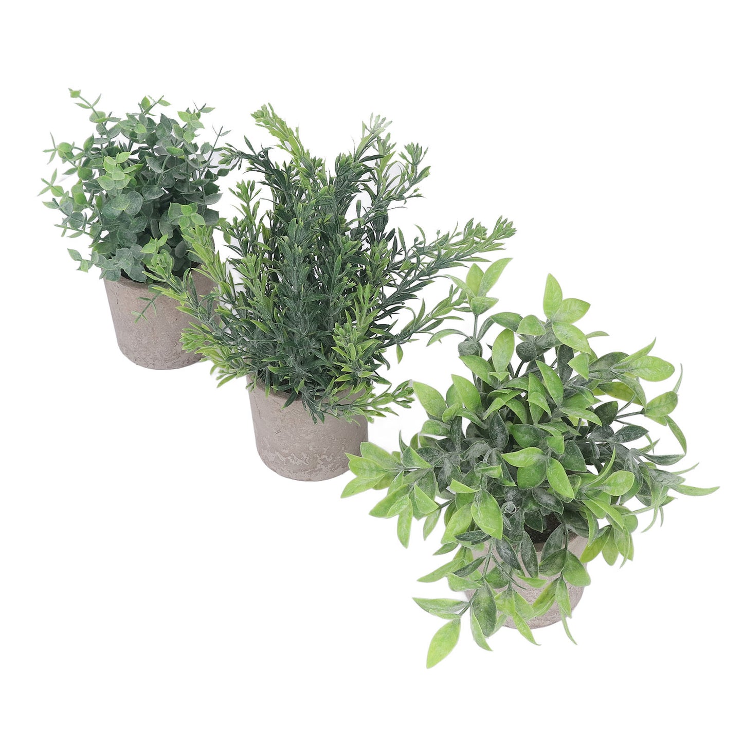 3 Pack Artificial Pot Plant Decorative Fake Faux Potted Eucalyptus Plants for Desktop Office